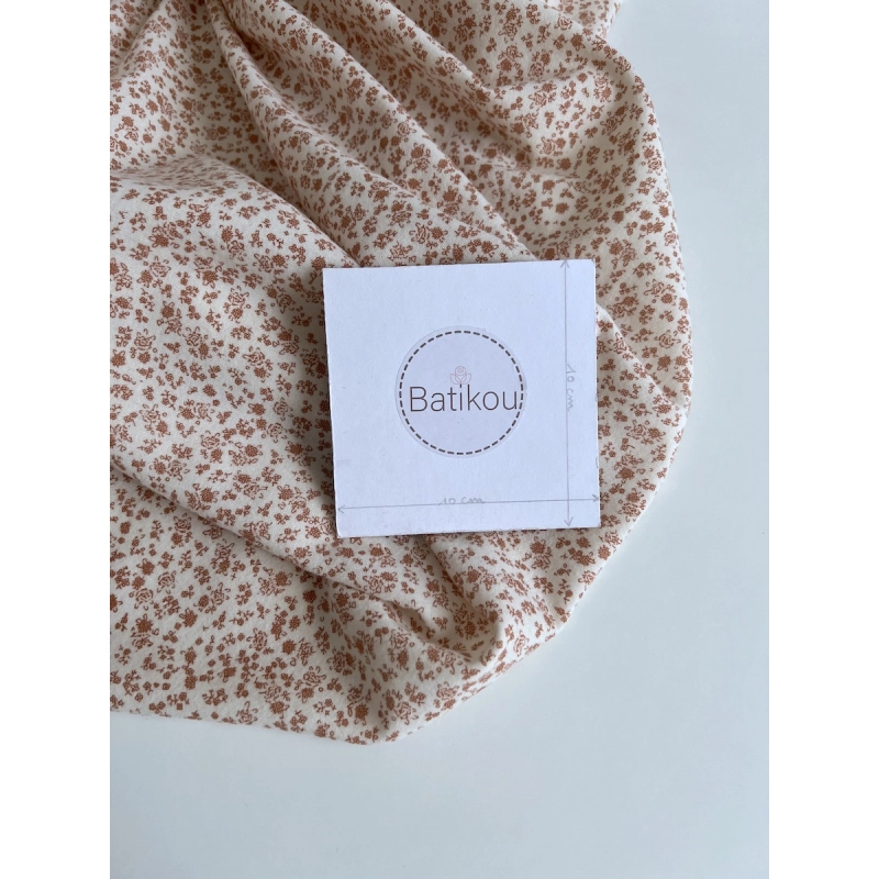Eden - Coton gratté doux imprimé fleuri argile rose Batikou - 7