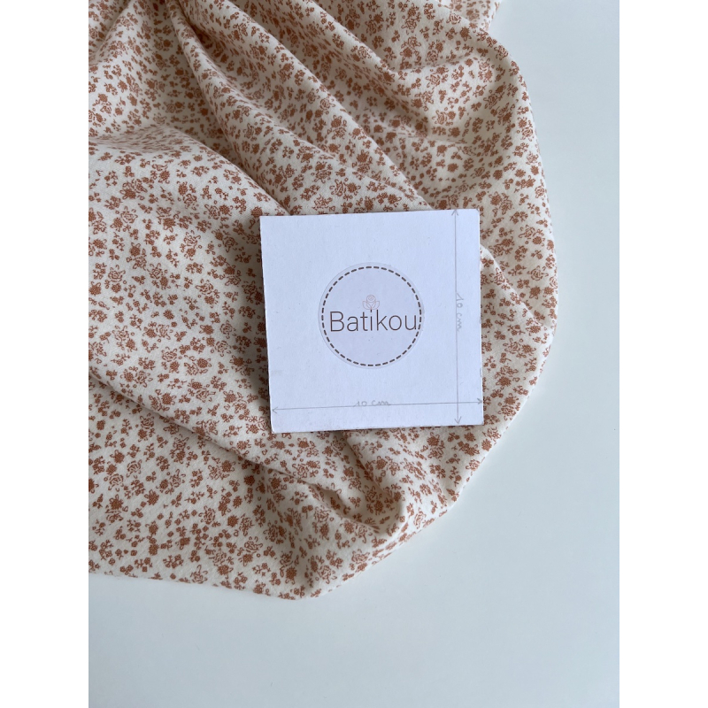 Eden - Coton gratté doux imprimé fleuri argile rose Batikou - 7