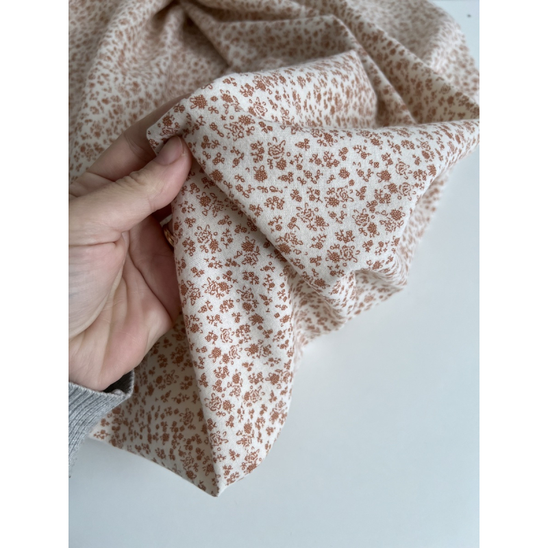 Eden - Coton gratté doux imprimé fleuri argile rose Batikou - 8