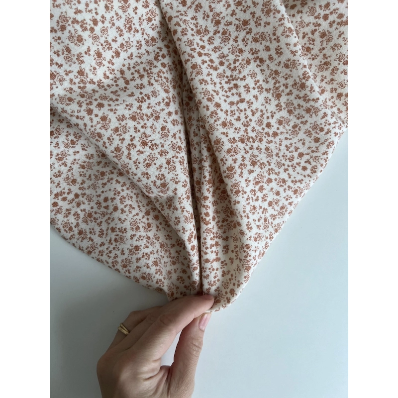 Eden - Coton gratté doux imprimé fleuri argile rose Batikou - 2