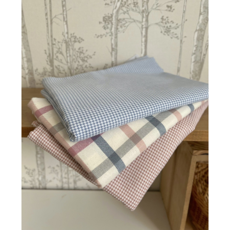 Carlyn - Coton gratté doux tissé coloris pied de poule bleu tendre Batikou - 2