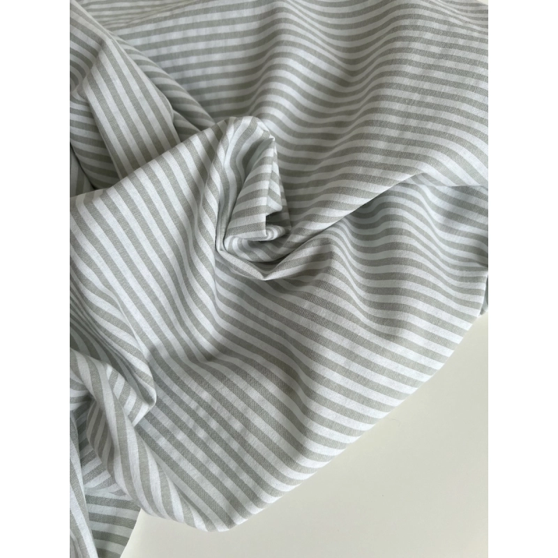 Coton gaufré à rayures coloris vert amande grisé Qualité Oeko-tex - 5