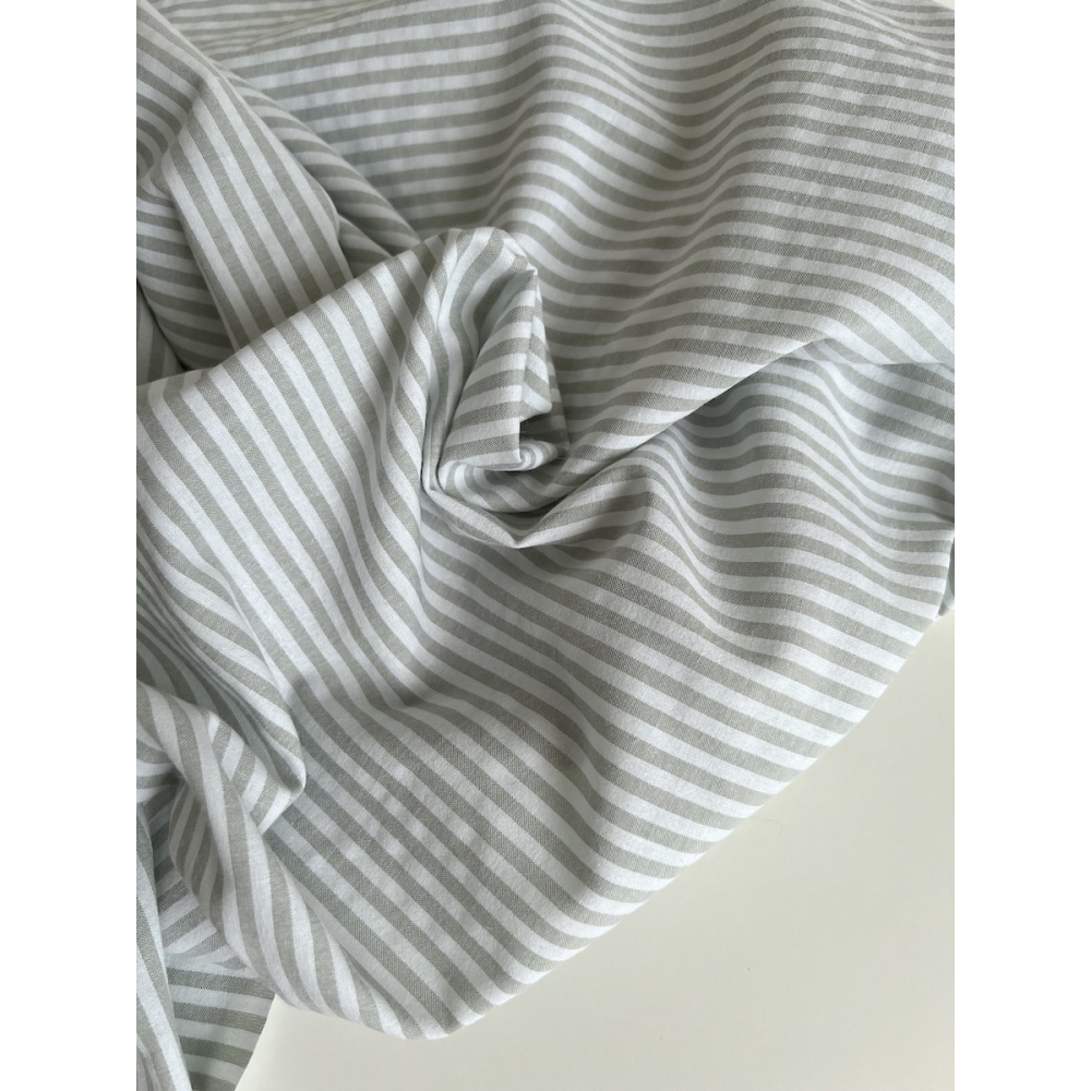 Coton gaufré à rayures coloris vert amande grisé Qualité Oeko-tex - 5