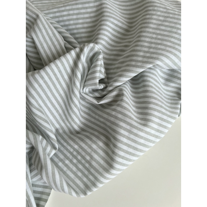 Coton gaufré à rayures coloris vert amande grisé Qualité Oeko-tex - 5
