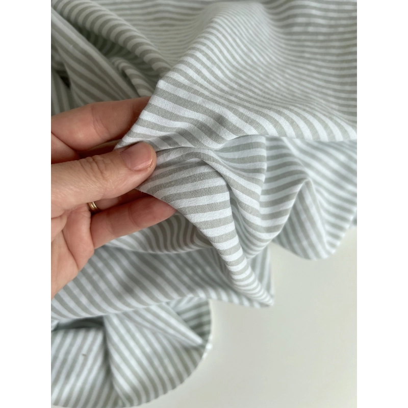 Coton gaufré à rayures coloris vert amande grisé Qualité Oeko-tex - 6