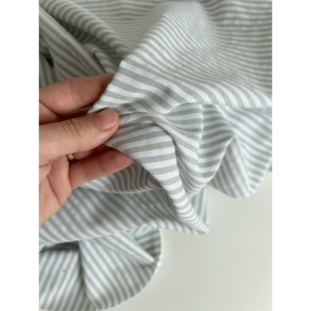 Coton gaufré à rayures coloris vert amande grisé Qualité Oeko-tex - 6