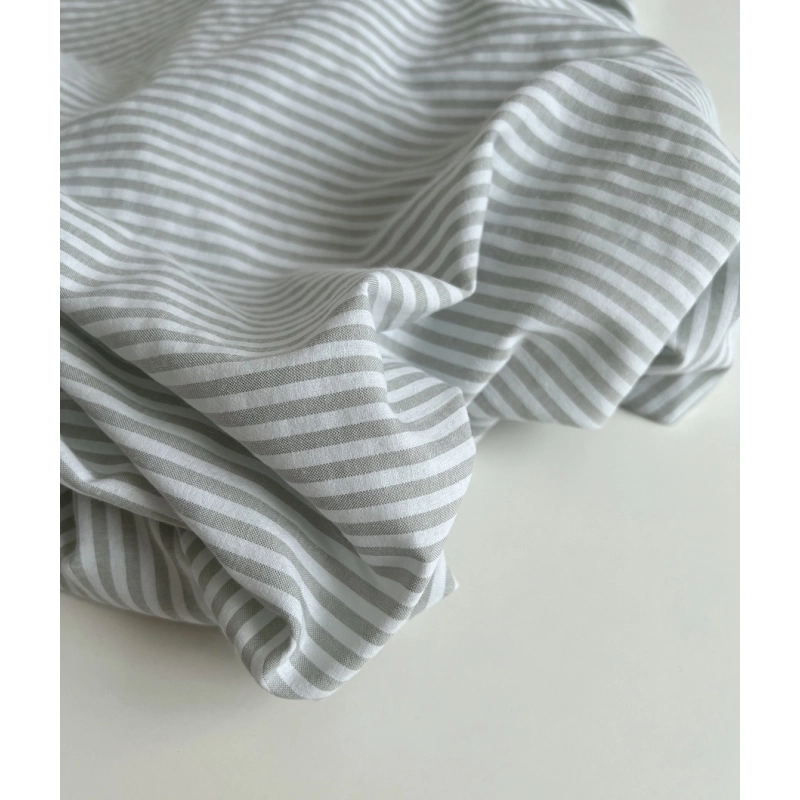 Coton gaufré à rayures coloris vert amande grisé Qualité Oeko-tex - 7