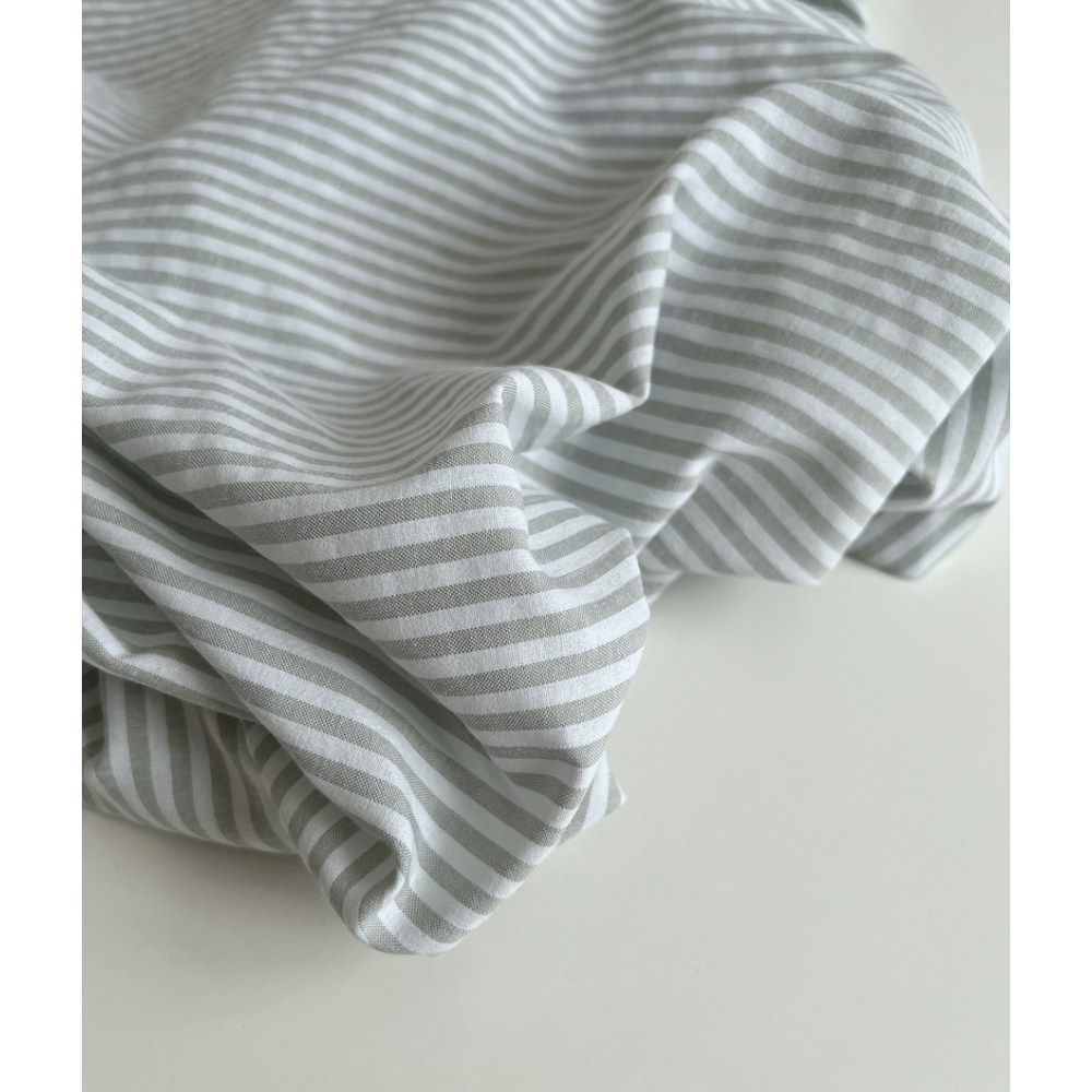 Coton gaufré à rayures coloris vert amande grisé Qualité Oeko-tex - 7