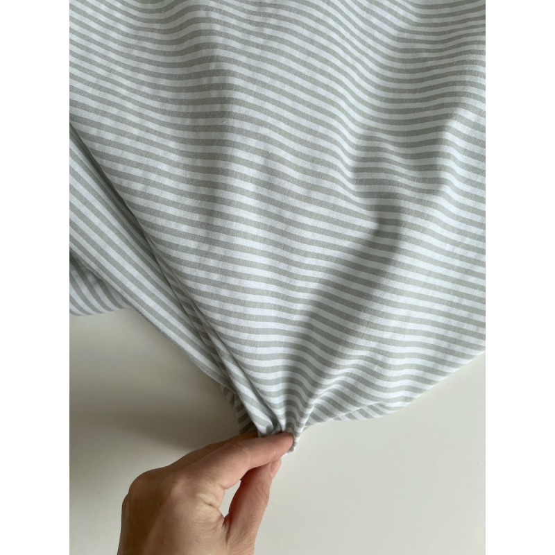 Coton gaufré à rayures coloris vert amande grisé Qualité Oeko-tex - 2