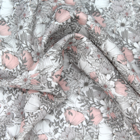 Tissu exclusif Coton lawn motif Lina gris Tissu exclusif Coton lawn motif Lina gris