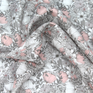 Tissu exclusif Coton lawn motif Lina gris