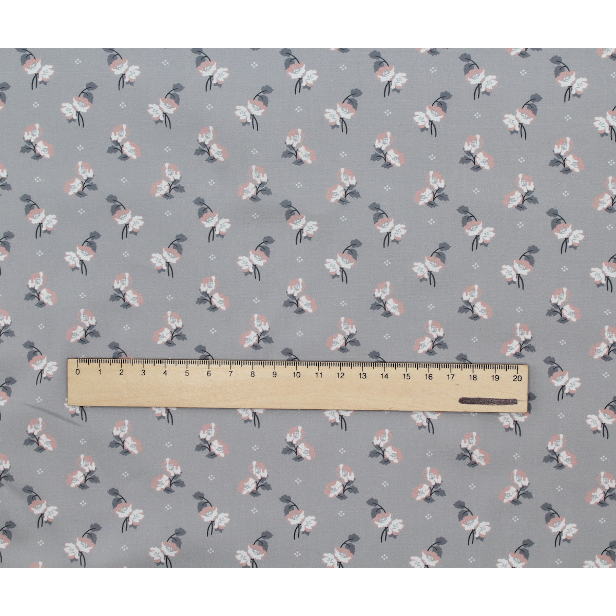 Popeline de coton BIO fine / motif fleuri exclusif Hana gris Popeline de coton BIO fine / motif fleuri exclusif Hana gris