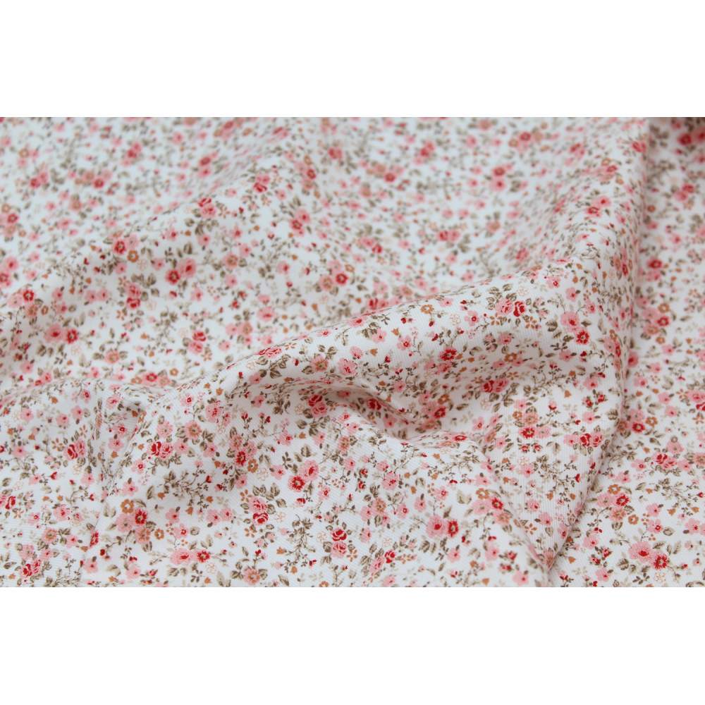 Tissu twill de coton organique imprimé fleuri