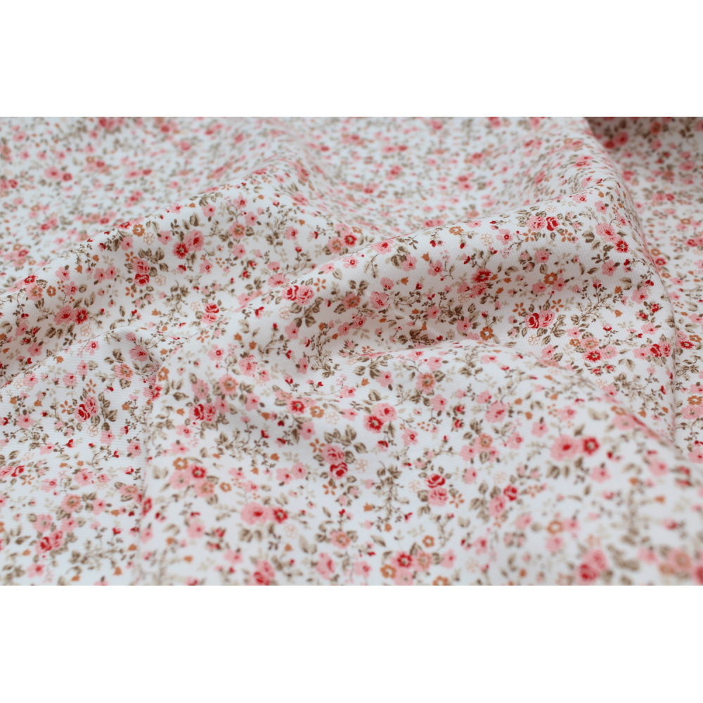 Tissu twill de coton organique imprimé fleuri