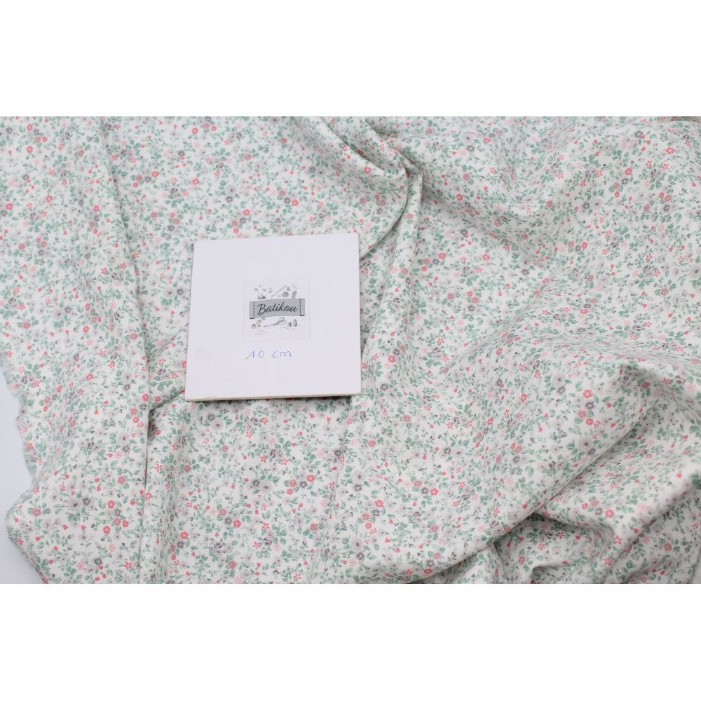 Tissu twill de coton organique imprimé fleuri