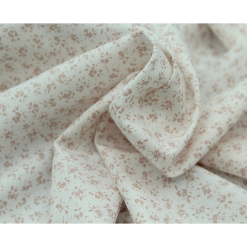 Popeline de coton douce coloris fleuri rose poudré fond lait qualité SWEET Tissus issus de l'agriculture biologique  - 6
