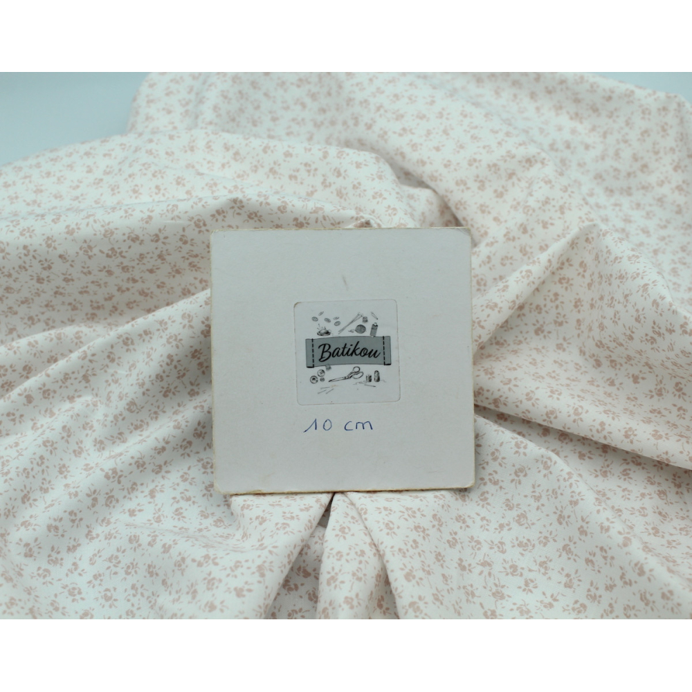 Popeline de coton douce coloris fleuri rose poudré fond lait qualité SWEET Tissus issus de l'agriculture biologique  - 7