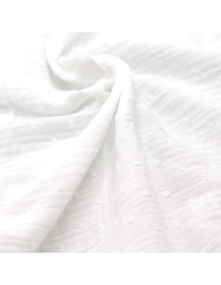 Double gaze de coton BIO plumetis blanc cassé