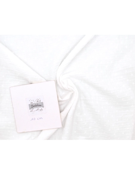 Double gaze de coton BIO plumetis blanc cassé