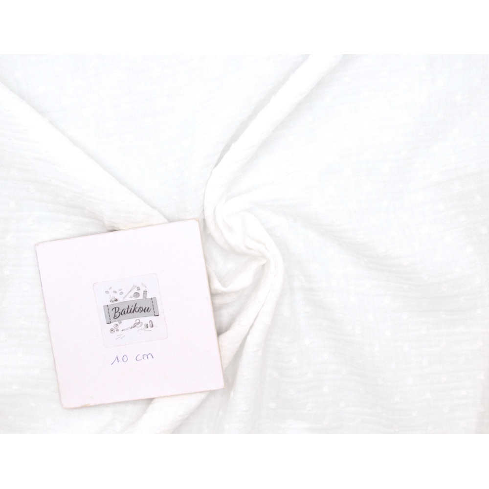 Double gaze de coton BIO plumetis blanc cassé