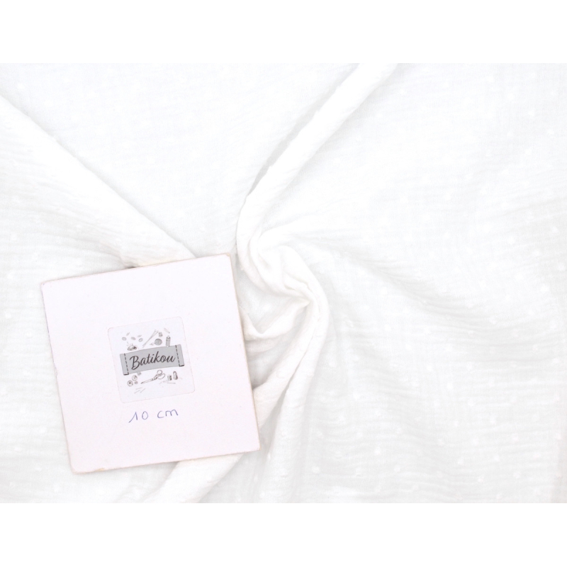 Double gaze de coton BIO plumetis blanc cassé