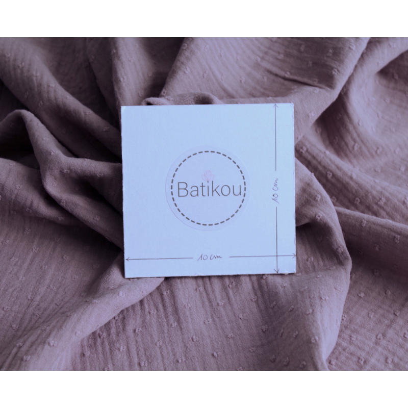 Double gaze de coton BIO plumetis parme