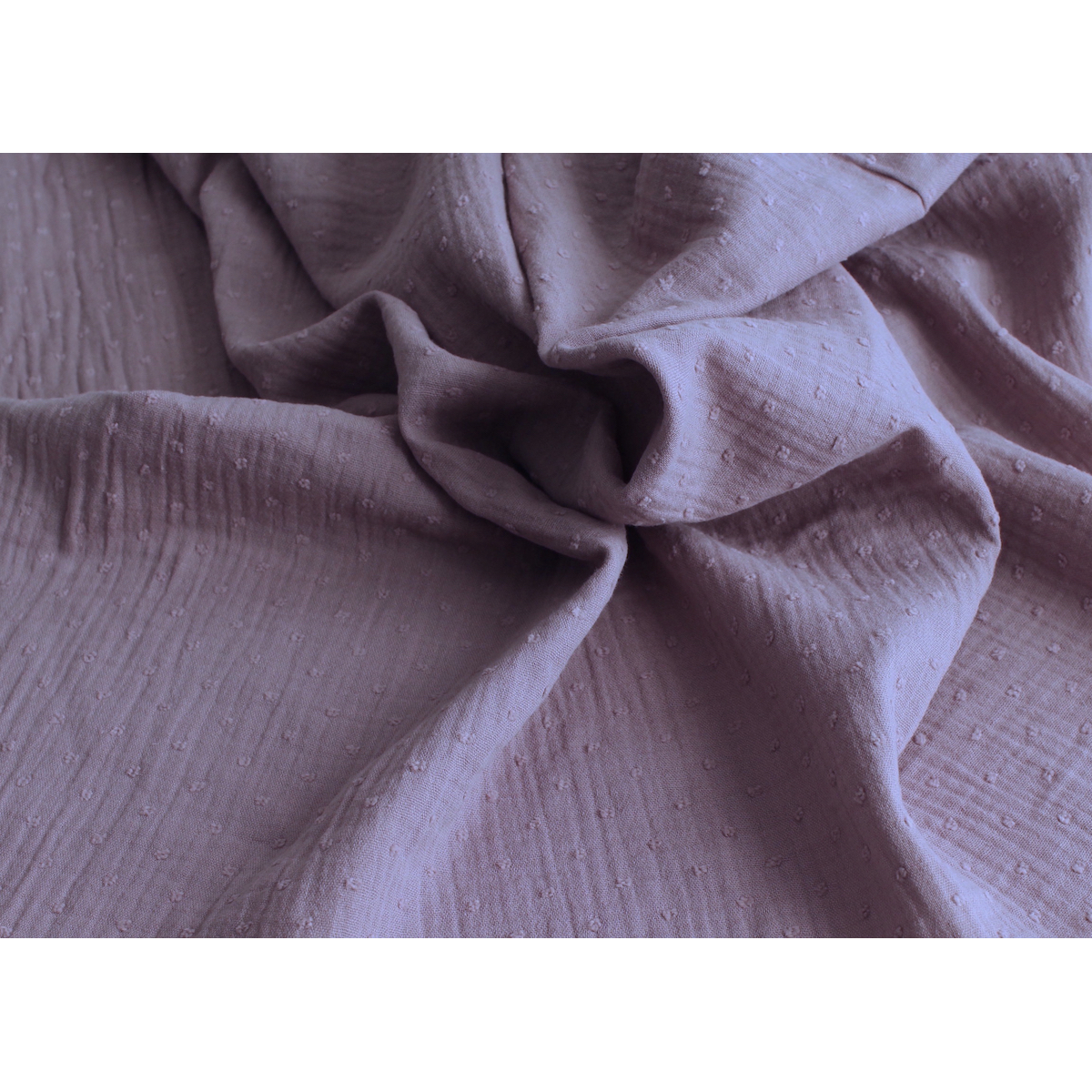 Double gaze de coton BIO plumetis parme