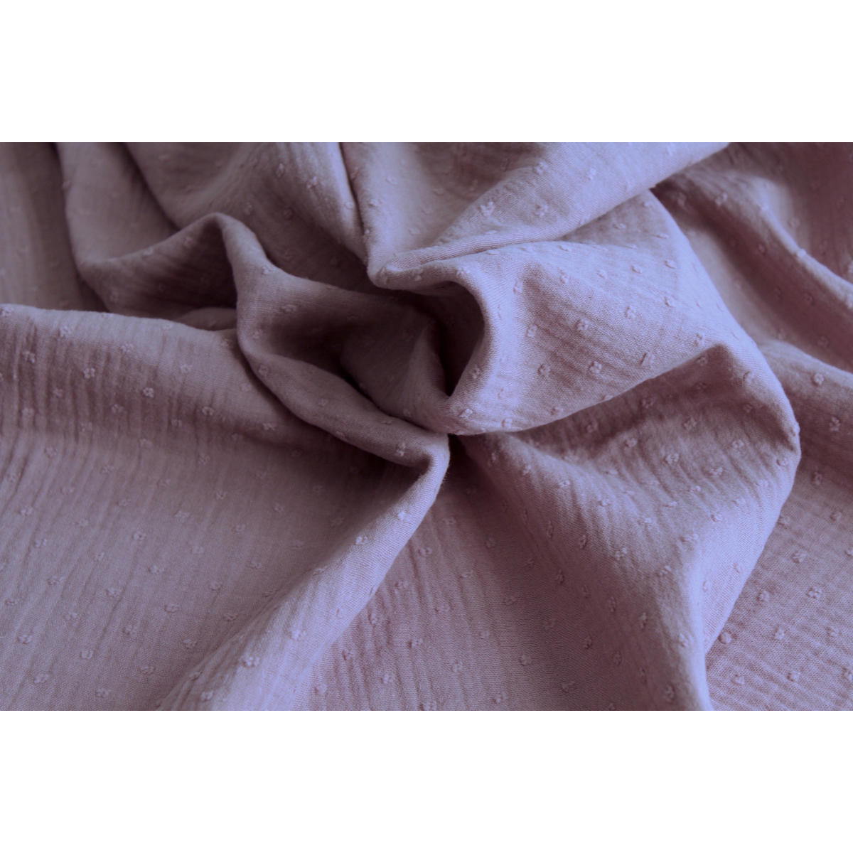 Double gaze de coton BIO plumetis parme