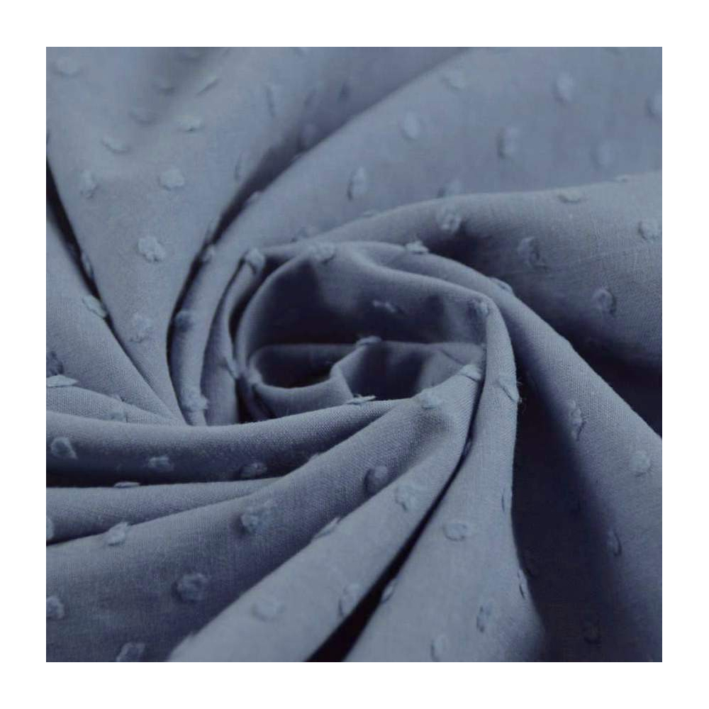 Plumetis de coton coloris bleu jean Plumetis de coton coloris bleu jean