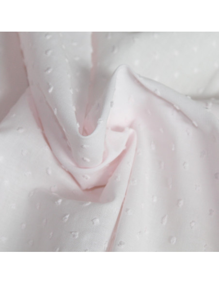 Plumetis de coton coloris rose poudré