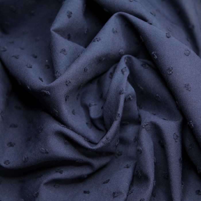 Plumetis de coton coloris bleu marine