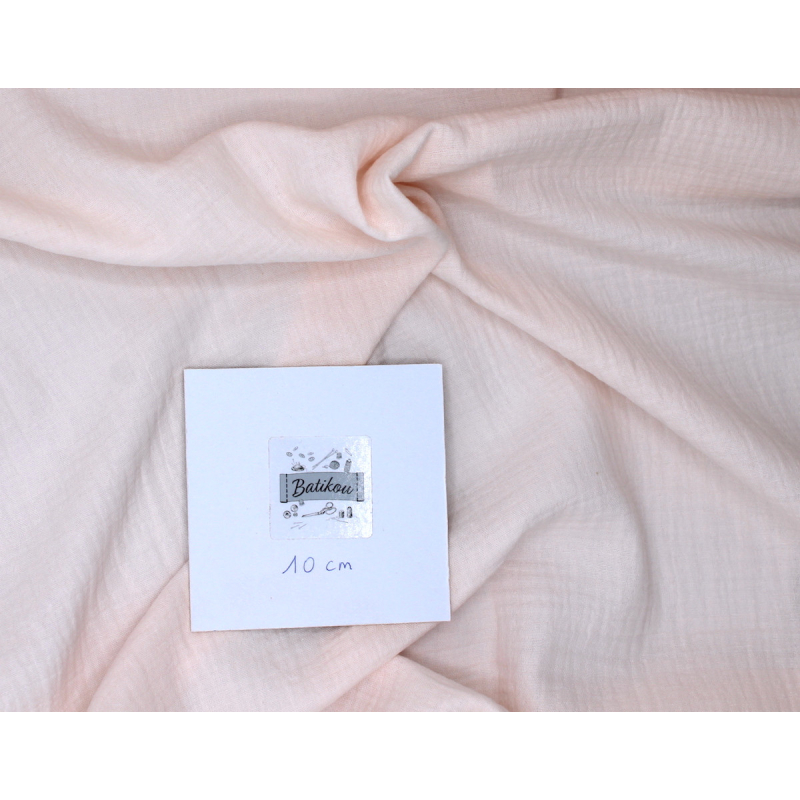 Double gaze de coton BIO unie rose poudrée