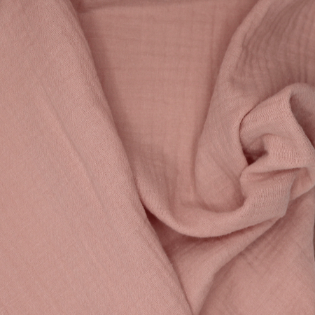 Double gaze de coton BIO unie rose pétale Double gaze de coton BIO unie rose pétale