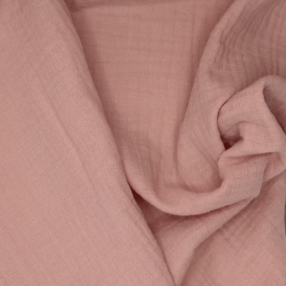 Double gaze de coton BIO unie rose pétale