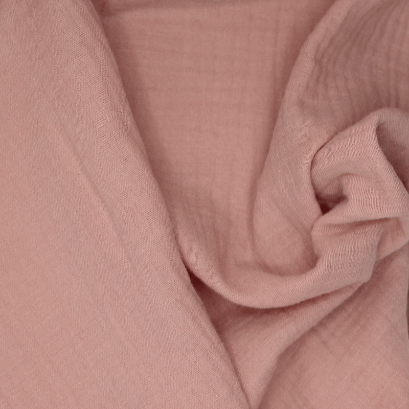 Double gaze de coton BIO unie rose pétale