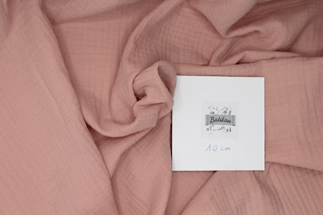 Double gaze de coton BIO unie rose pétale
