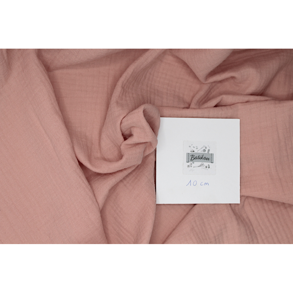 Double gaze de coton BIO unie rose pétale