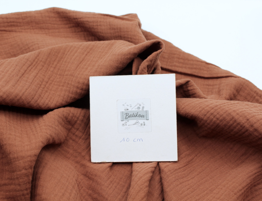 Double gaze de coton BIO unie noisette