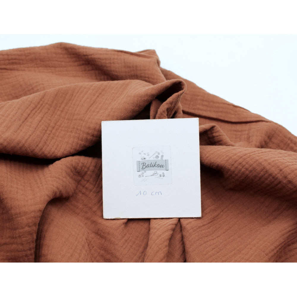 Double gaze de coton BIO unie noisette