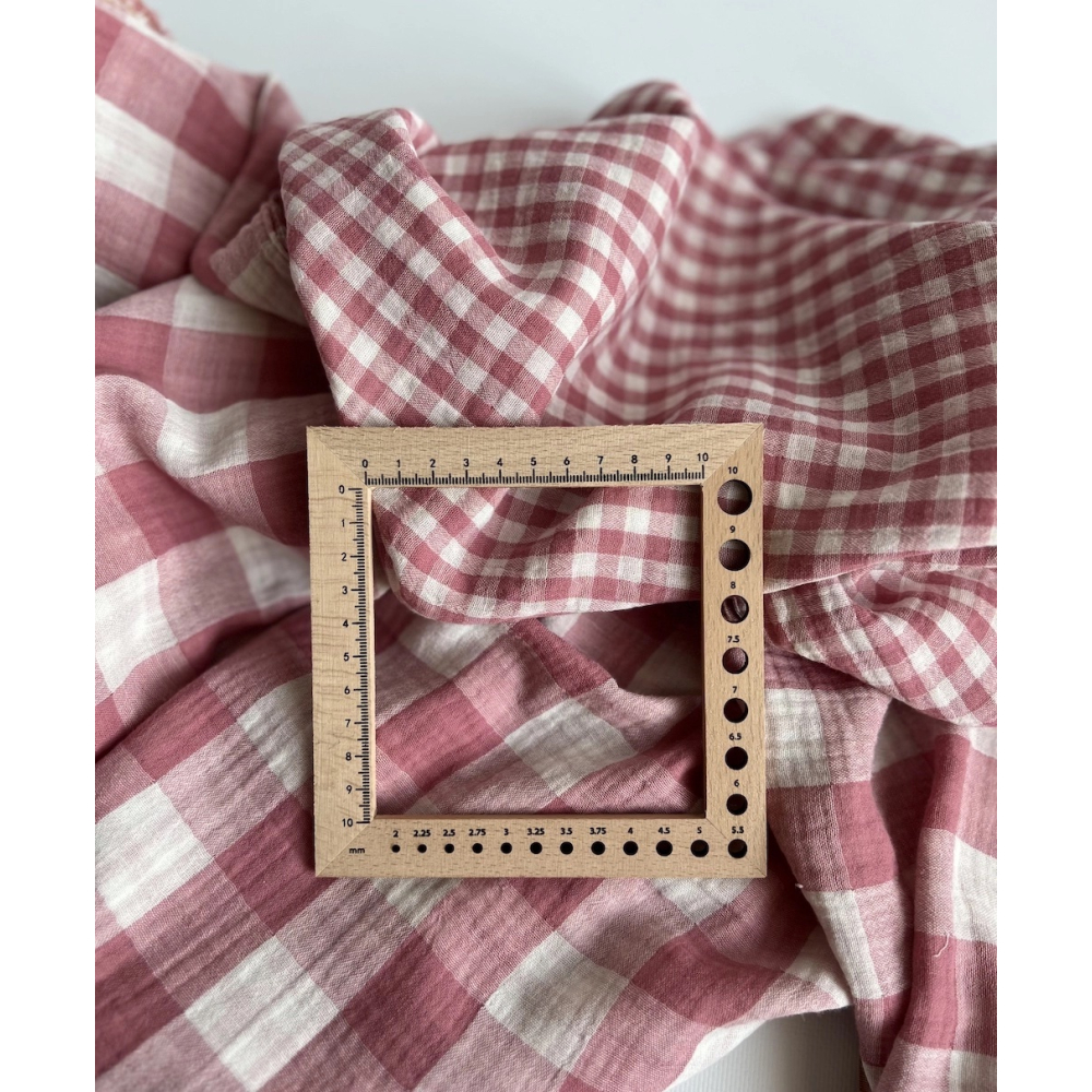 Double gaze de coton vichy réversible framboise / blanc Qualité Oeko-tex - 5