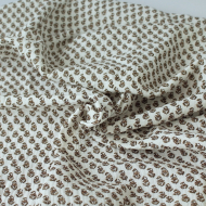 Aria -Double gaze de coton blanc cassé à motifs petites fleurs façon hand block