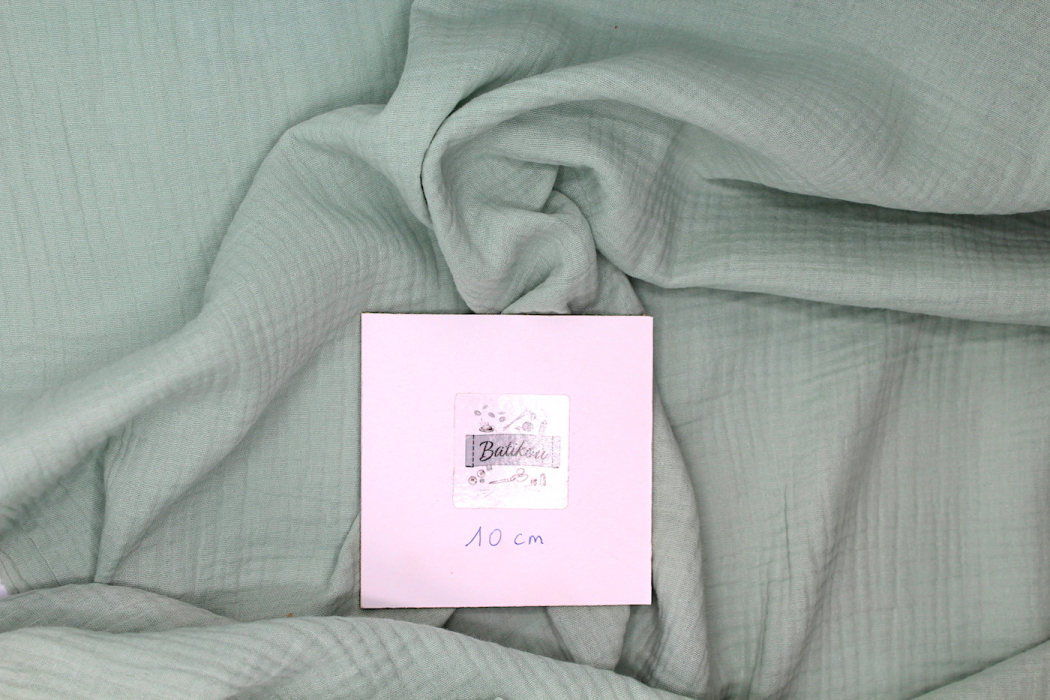 Double gaze de coton BIO unie vert opaline Tissus issus de l'agriculture biologique  - 2