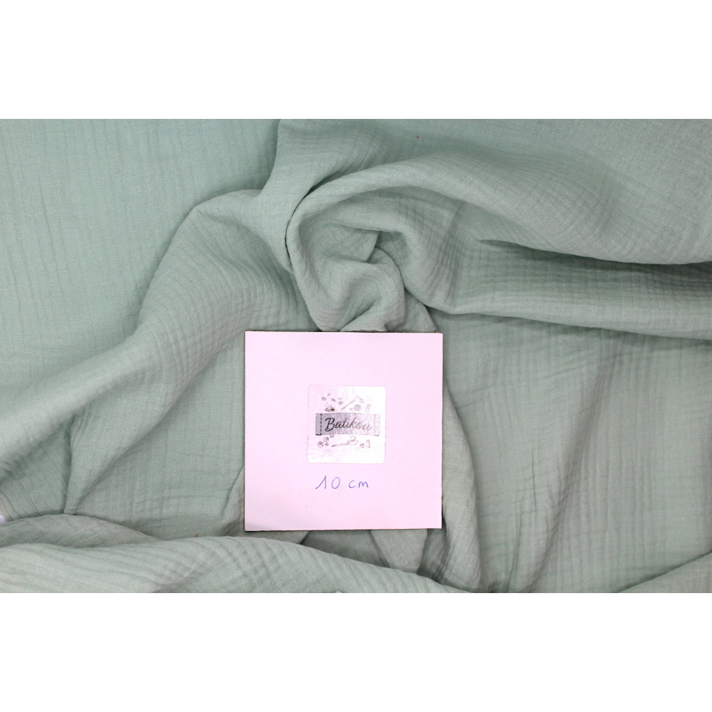 Double gaze de coton BIO unie vert opaline Tissus issus de l'agriculture biologique  - 2