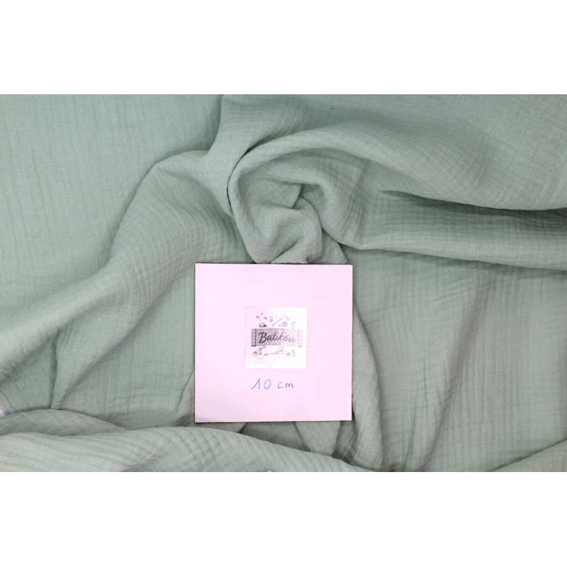 Double gaze de coton BIO unie vert opaline Tissus issus de l'agriculture biologique  - 2