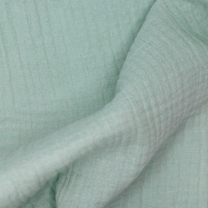 Double gaze de coton BIO unie vert opaline Tissus issus de l'agriculture biologique  - 1