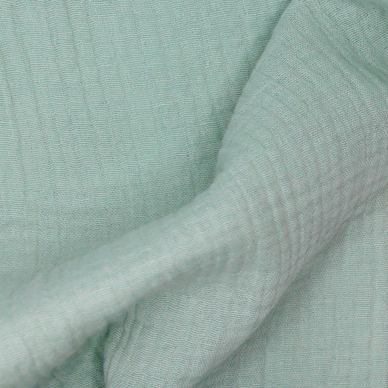 Double gaze de coton BIO unie vert opaline Tissus issus de l'agriculture biologique  - 1