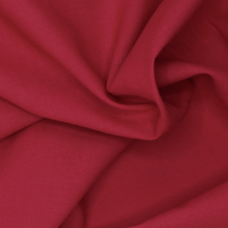 Voile de coton organique uni coloris rouge cerise