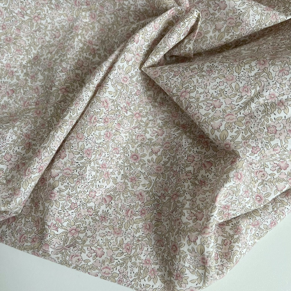 Birdy - Batiste de coton BIO imprimé exclusif Rose et vert fané