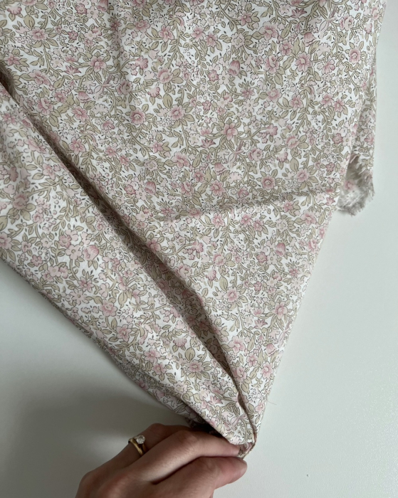 Birdy - Batiste de coton BIO imprimé exclusif Rose et vert fané