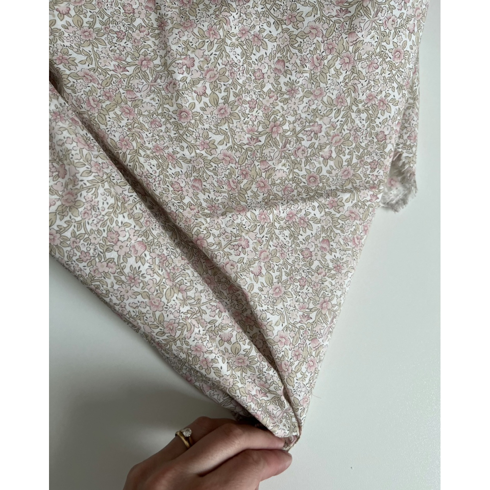 Birdy - Batiste de coton BIO imprimé exclusif Rose et vert fané